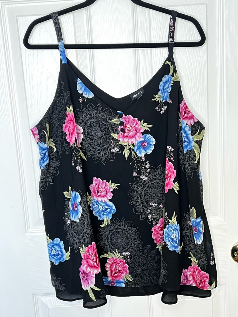 Torrid Floral Babydoll Swing Cami Plus Size 3 Black Boho Tank